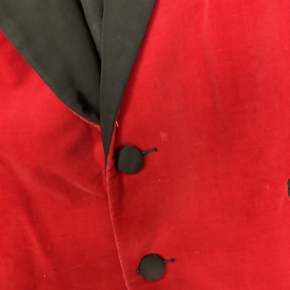 Vintage De Pinna  Mens Red Velvet Shawl Collar Smoking Tuxedo Jacket Sz 46 - Picture 4 of 5
